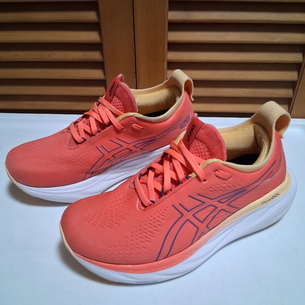 Asics Gel Nimbus 25 Running Shoes Womens Size 6.5 Orange Athletic Trainer